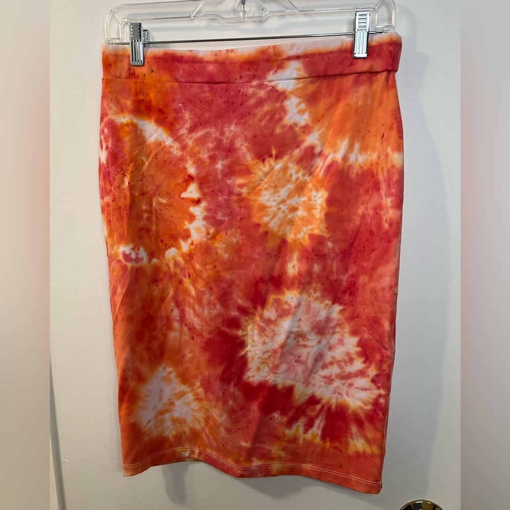 Hand Tie-Dyed Vibrant Pink and Orange Skirt